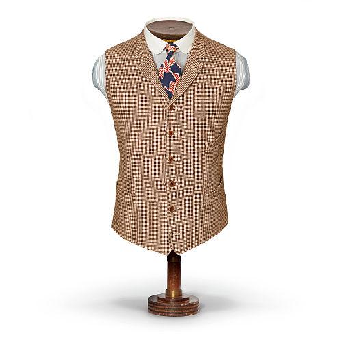 Ralph Lauren Rrl Bryant Linen Lapel Vest Brown Bread Spring Beige