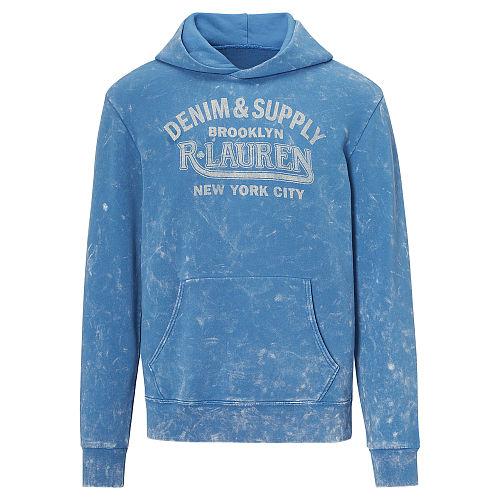 Ralph Lauren Denim & Supply Cotton Terry Graphic Hoodie Boysenberry