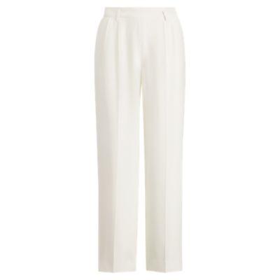 Ralph Lauren Duval Silk Straight-leg Pant Off White