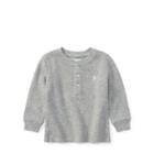 Ralph Lauren Waffle-knit Cotton Henley Grey Heather 6m