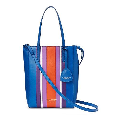 Ralph Lauren Striped Nappa Mini Modern Tote Cobalt Multi