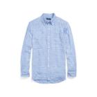 Ralph Lauren Classic Fit Plaid Linen Shirt Blue Screen/white