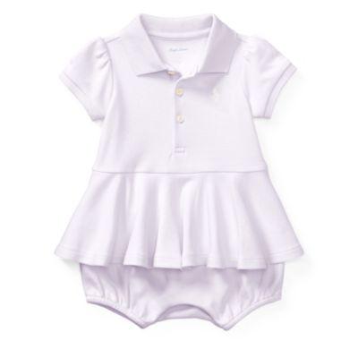 Ralph Lauren Cotton Peplum Polo Romper Summer Lilac 3m