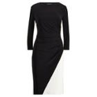 Ralph Lauren Two-tone Ruched Jersey Dress Black/lauren White