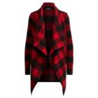 Ralph Lauren Check Open-front Cardigan Polo Black/lipstick Red Sp