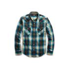 Ralph Lauren Buffalo Cotton Western Shirt Rl 955 Teal Grey