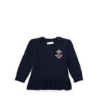 Ralph Lauren Cotton-cashmere Peplum Sweater Hunter Navy 6m