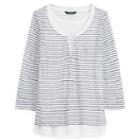 Ralph Lauren Lauren Striped Linen Jersey Shirt White/true Indigo