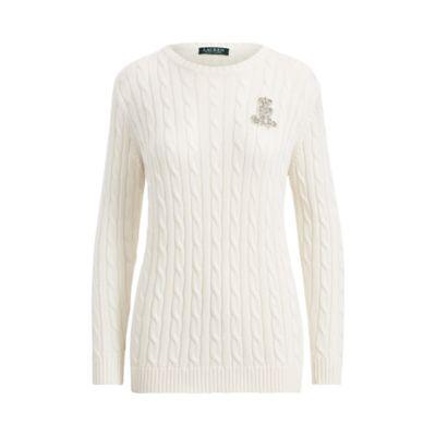Ralph Lauren Crest Cable-knit Sweater Mascarpone Cream Sp