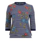 Ralph Lauren Striped Floral-print Top Navy Multi