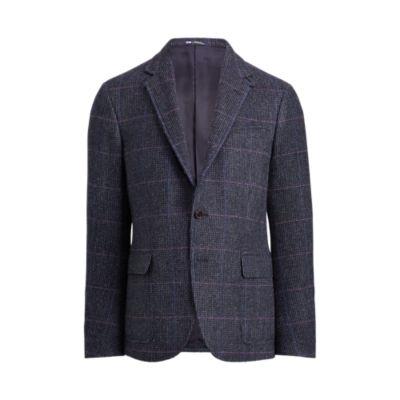 Ralph Lauren Polo Tick-weave Sport Coat Dk Navy And Blue W/bt Blu
