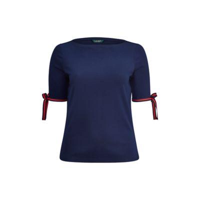 Ralph Lauren Tie-sleeve Cotton Top Navy