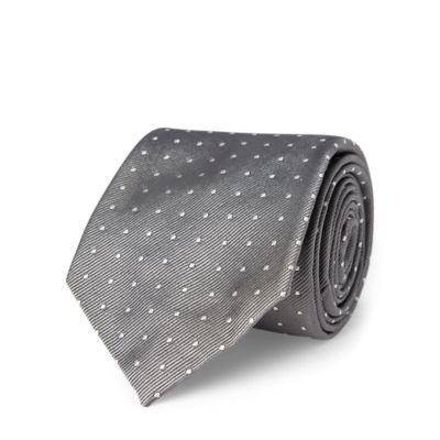 Ralph Lauren Polka-dot Silk Repp Narrow Tie Silver