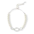 Ralph Lauren Faux-pearl Slider Bracelet Silver/white Pearl