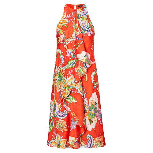 Ralph Lauren Lauren Ruffled Paisley-print Dress Orange Multi