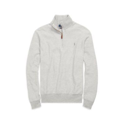 Ralph Lauren Cotton Mesh Half-zip Sweater Grey Heather