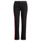 Ralph Lauren The Waverly High-rise Crop Washed Black W/ Red Strip