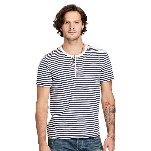 Ralph Lauren Denim & Supply Striped Cotton Jersey Henley Ocean Stripe