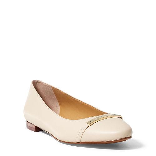 Ralph Lauren Lauren Farrel Leather Ballet Flat Latte