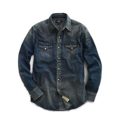 Ralph Lauren Slim Fit Denim Western Shirt Dark Wash