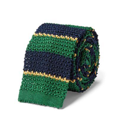 Ralph Lauren Striped Knit Silk Tie Navy/green/gold