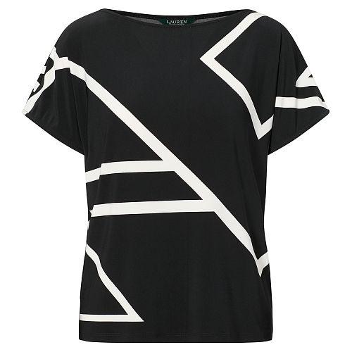 Ralph Lauren Lauren Geometric-print Jersey Top Polo Black Multi