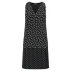 Ralph Lauren Lauren Pattern-blocked Crepe Dress Black/ivory Cream