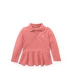 Ralph Lauren Cotton Mesh Peplum Polo Shirt Dolce Pink 18m
