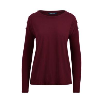 Ralph Lauren Button-trim Cotton Top Red Sangria