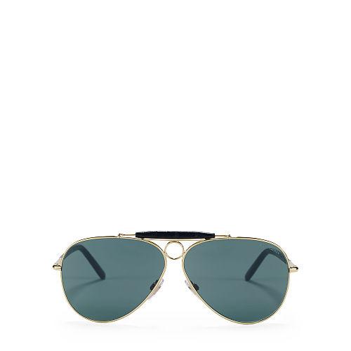 Ralph Lauren Nautical Pilot Sunglasses Gold