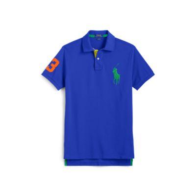 Ralph Lauren Custom Slim Cotton Mesh Polo Pacific Royal