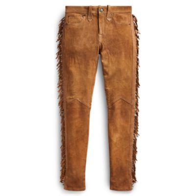 Ralph Lauren Stretch Skinny Suede Pant Brown