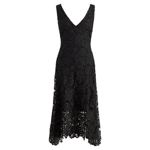 Ralph Lauren Lauren Lace Midi Dress Black