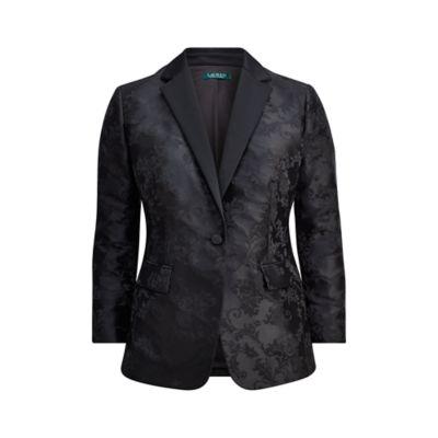Ralph Lauren Satin-trim Jacquard Blazer Black/black