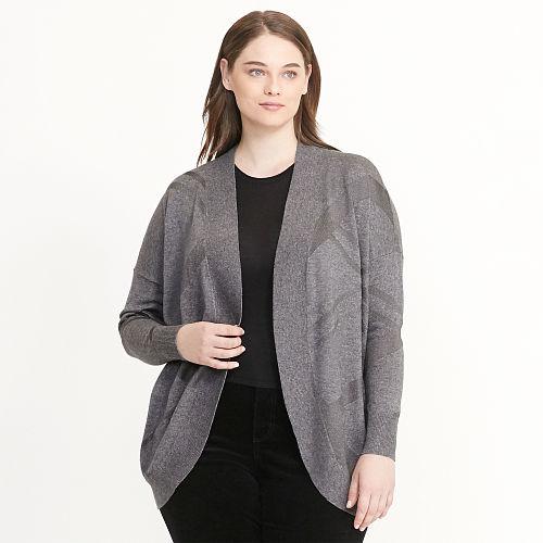 Ralph Lauren Lauren Woman Geometric Open-front Cardigan Platinum Heather