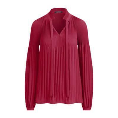 Ralph Lauren Georgette Necktie Blouse Carmine Red