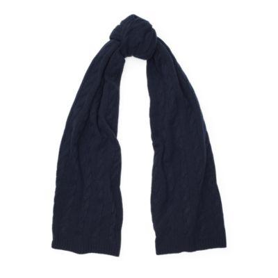 Ralph Lauren Cable Cashmere Scarf Navy