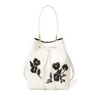 Ralph Lauren Floral Debby Drawstring Bag Vanilla W/ Blk Floral