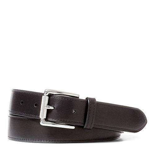Polo Ralph Lauren Raw-edge Calfskin Belt Black