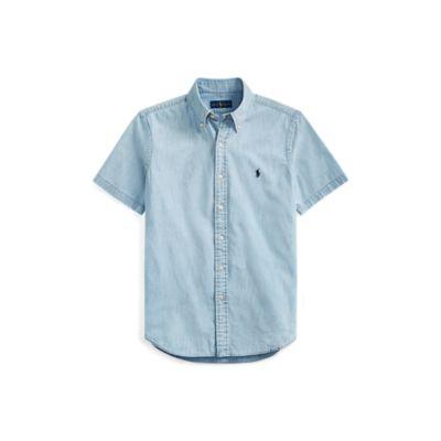 Ralph Lauren Classic Fit Chambray Shirt Yacht Blue/white