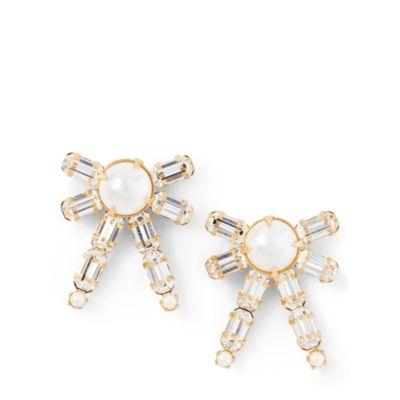 Ralph Lauren Bow Crystal Earrings White/pearl