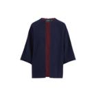 Ralph Lauren Merino Wool Open-front Jacket Rl Navy/burgundy