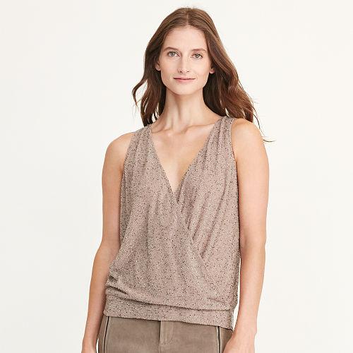 Ralph Lauren Lauren Beaded Georgette Top Truffle