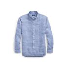 Ralph Lauren Classic Fit Plaid Linen Shirt Multi Blue/white