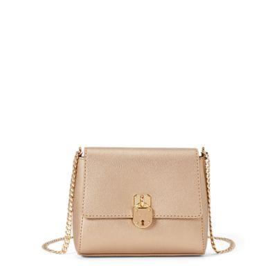 Ralph Lauren Skyler Pebbled Crossbody Bag Gold Leaf