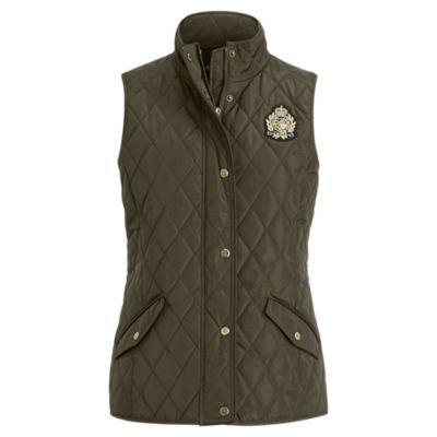 Ralph Lauren Quilted Mockneck Vest Dark Moss Xsp