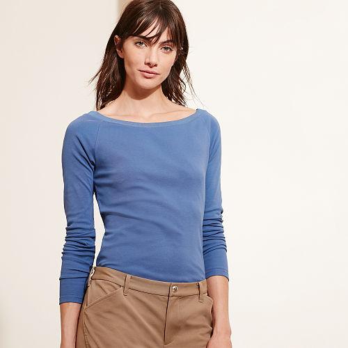 Ralph Lauren Lauren Petite Stretch Cotton Long-sleeve Tee Poetry Blue