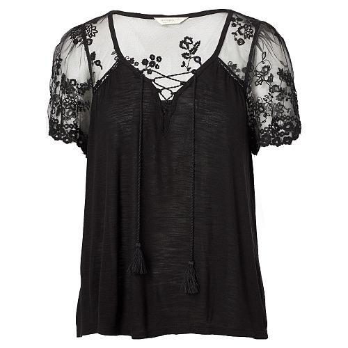 Ralph Lauren Denim & Supply Lace-up Jersey Top Black
