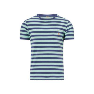 Ralph Lauren Custom Fit Striped T-shirt Dusted Ivy/observer Blue