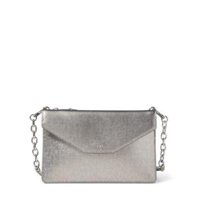 Ralph Lauren Saffiano Erika Crossbody Bag Antique Silver